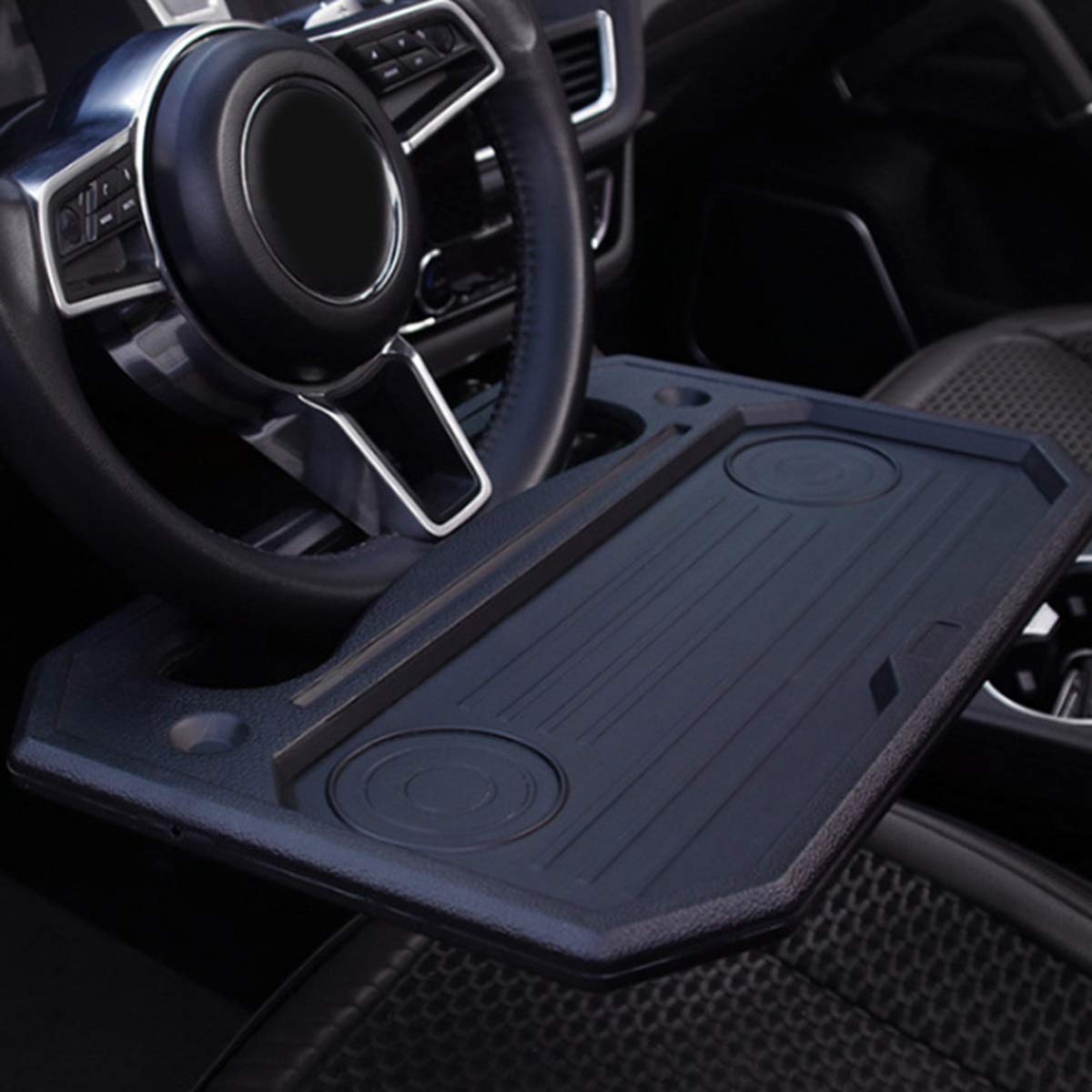 Vassoio Per Volante Auto Con Portabicchiere E Portapenne – Scrivania Portatile Per Mangiare E Lavorare – Include Custodia - 2