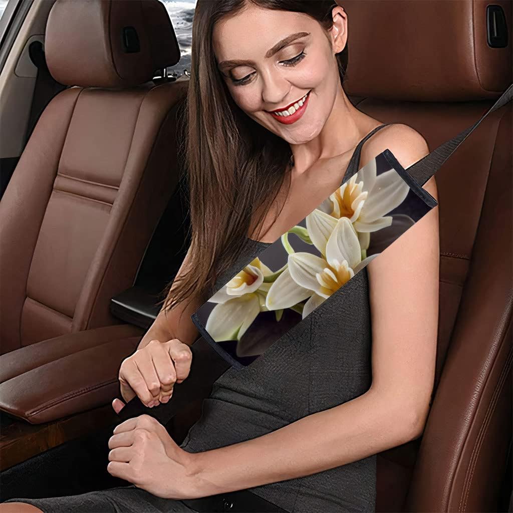 Cute Flower Car Seat Belt Pads - Cute Seat Belt Covers - Orchid Seat Belt Covers