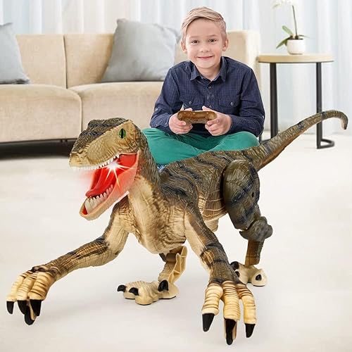 Mini Tudou Juguetes de dinosaurio grandes a control remoto, juguetes electrónicos para caminar con luz LED y sonidos de simulación realistas,