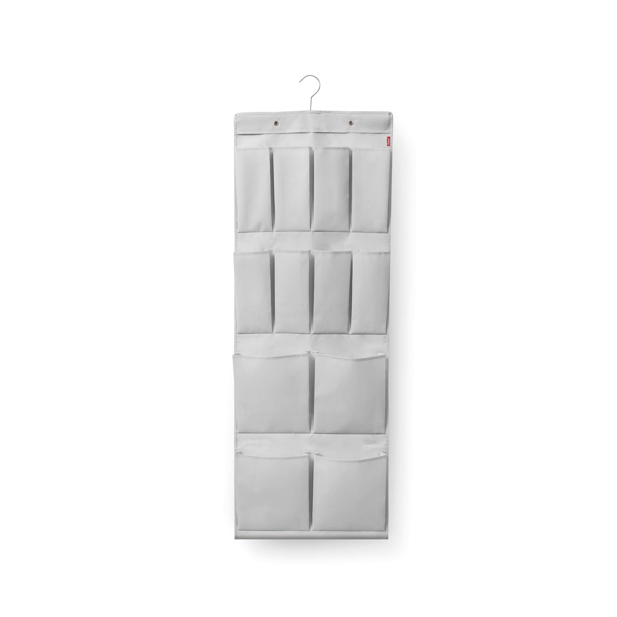 Rayen Multi-Purpose Rack | Over-Door Organiser with Hooks, Ideal for Shoes, Bags or handkerchiefs | 45 x 120-150 cm | Light Grey