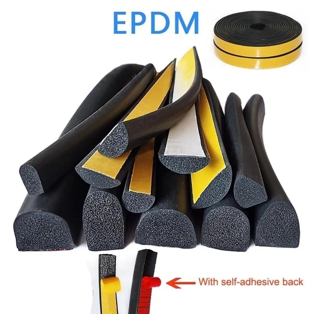 Junta de espuma for puerta y ventana en forma de D de 3 metros, tira adhesiva de esponja de caucho EPDM for insonorización y absorción de impactos.(8mm*16mm)