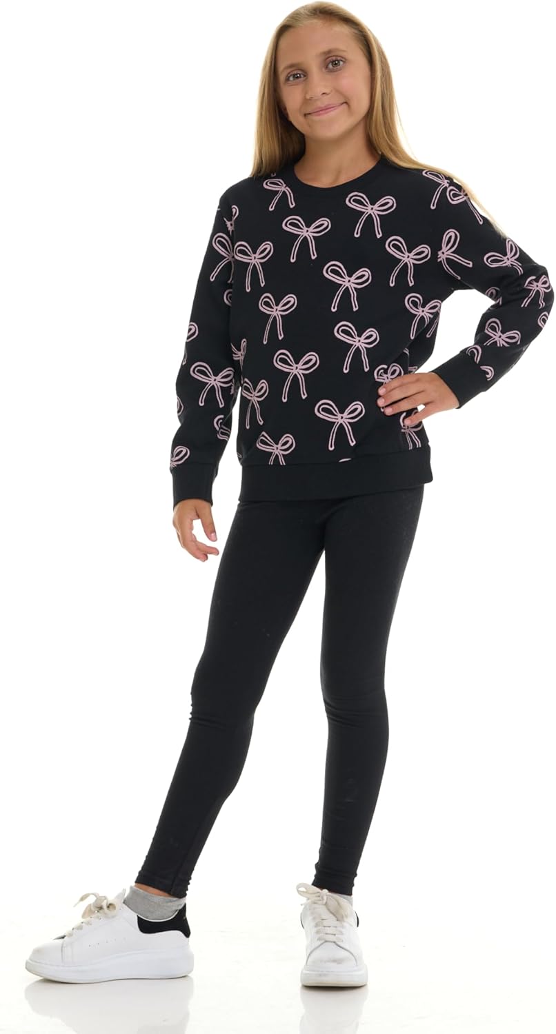 Pink Angel 2-Pack Girls Fleece Crewneck Sweatshirts – Soft Cotton Blend Pullover Tops for School, Play, and Layering - Image 2