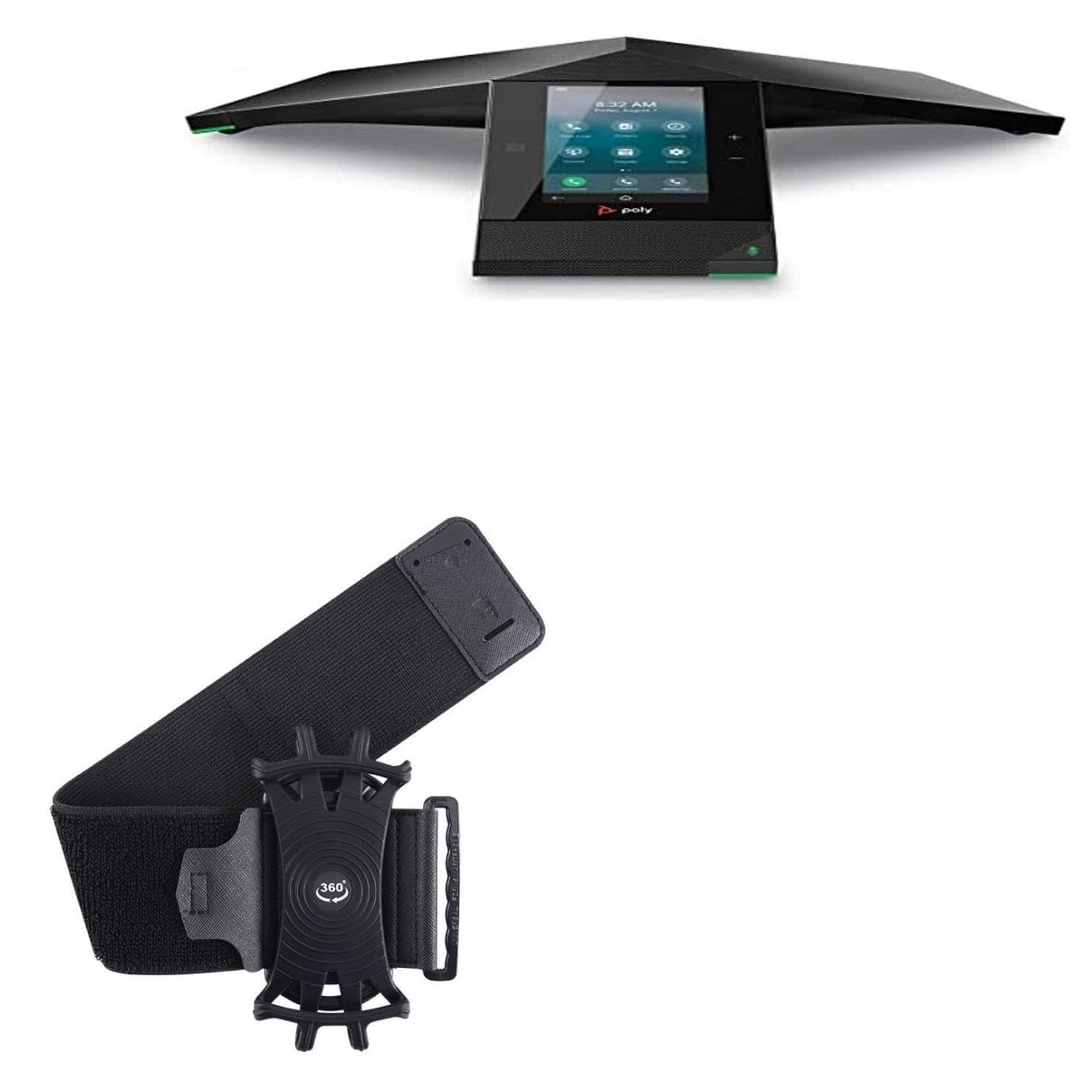 BoxWave Holster Compatible with Poly Trio 8800 - ActiveStretch Sport Armband, Adjustable Armband for Workout and Running - Jet Black