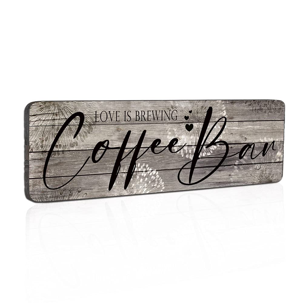 SAC SMARTEN ARTSRustic Coffee Bar Signs Kitchen Wall Decor Coffee Signs Farmhouse Coffee Bar Decor Wood Coffee Wall Art for Home/Office/Coffee Bar Decorations 16”x5”
