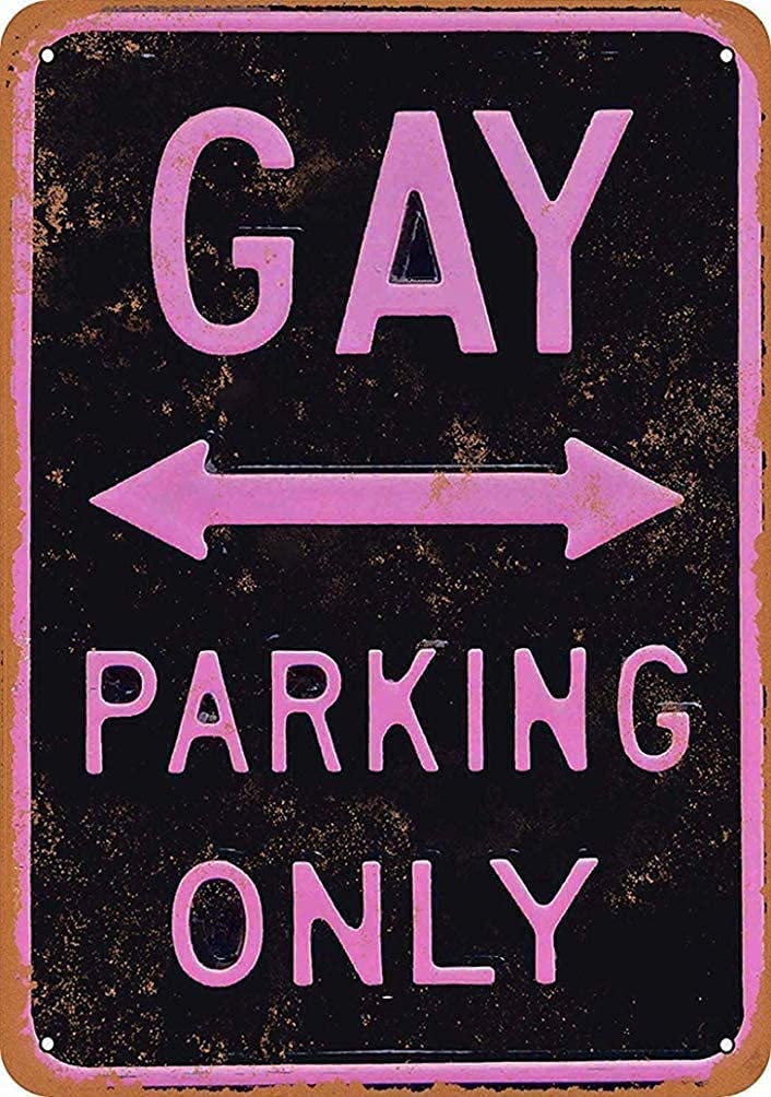 Kisoyo Metal Signs Vintage Aluminum Gay Parking Only For Home Coffee Garden Bedroom Wall Decor 8X12 Inches