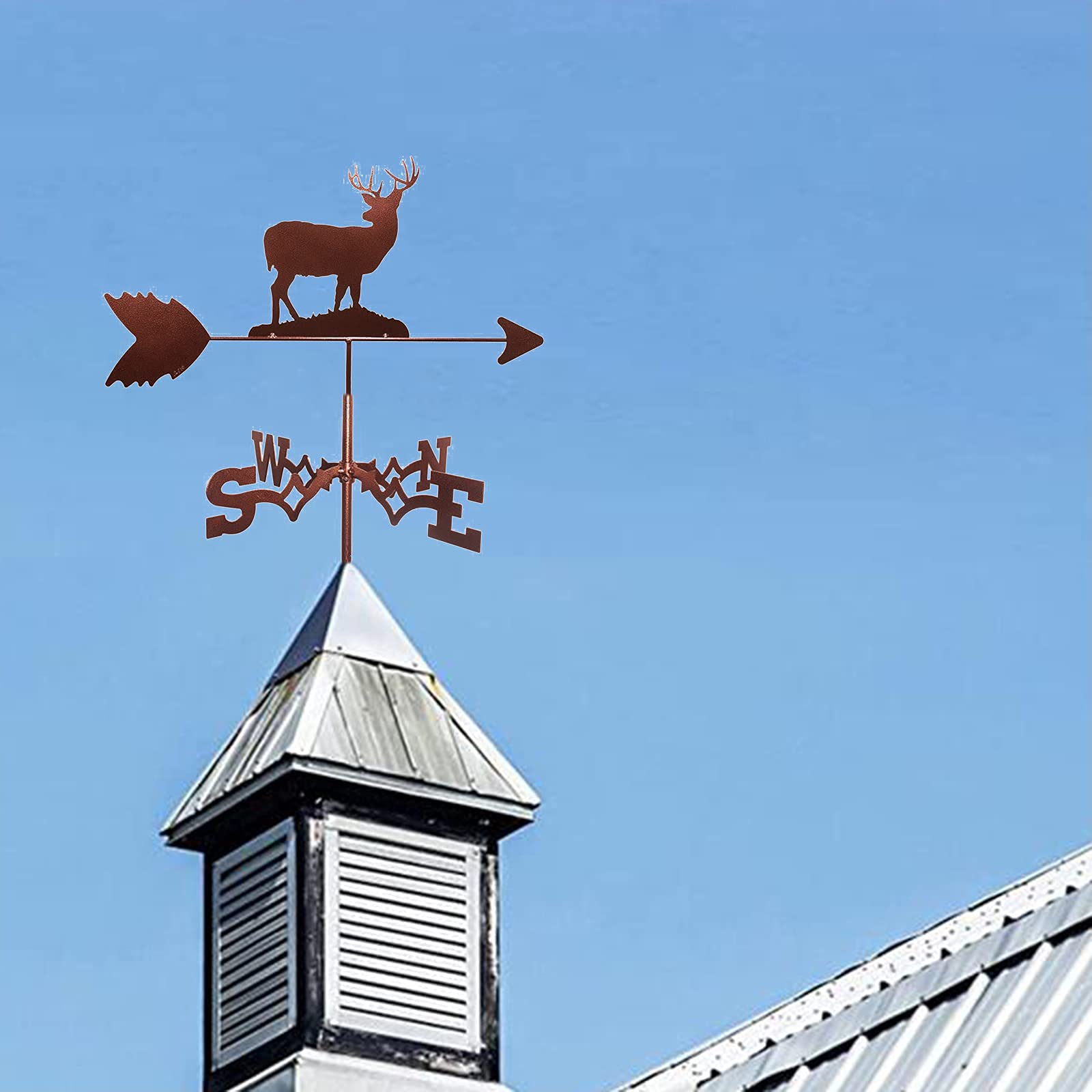 Banderuola Da Giardino A Forma Di Cervo - In Metallo, 35.8x26.5 Cm, Decorazione Per Tetto O Giardino - Foto 5