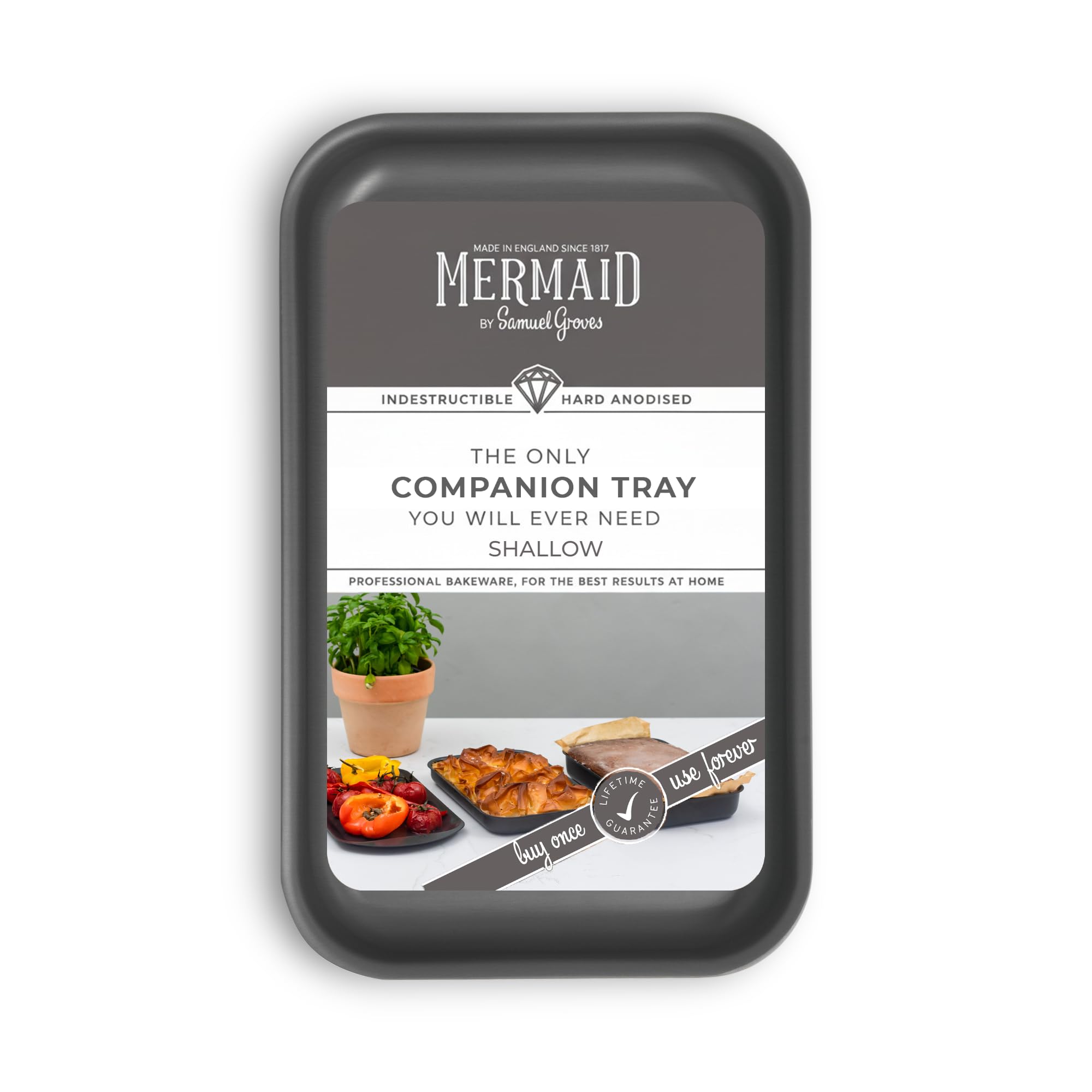 Mermaid Hard-Anodised 10″ Companion Baking & Roasting Dish Collection – Premium Aluminium Bakeware by Samuel Groves - Made in England - Professional-Grade, Lifetime Build Quality (Shallow)