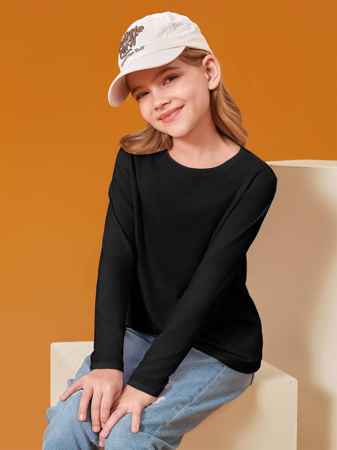 Haloumoning Girls Long Sleeve Shirts Kids Crewneck T-Shirts Fall Tops Tees 5-14 Years - Image 5
