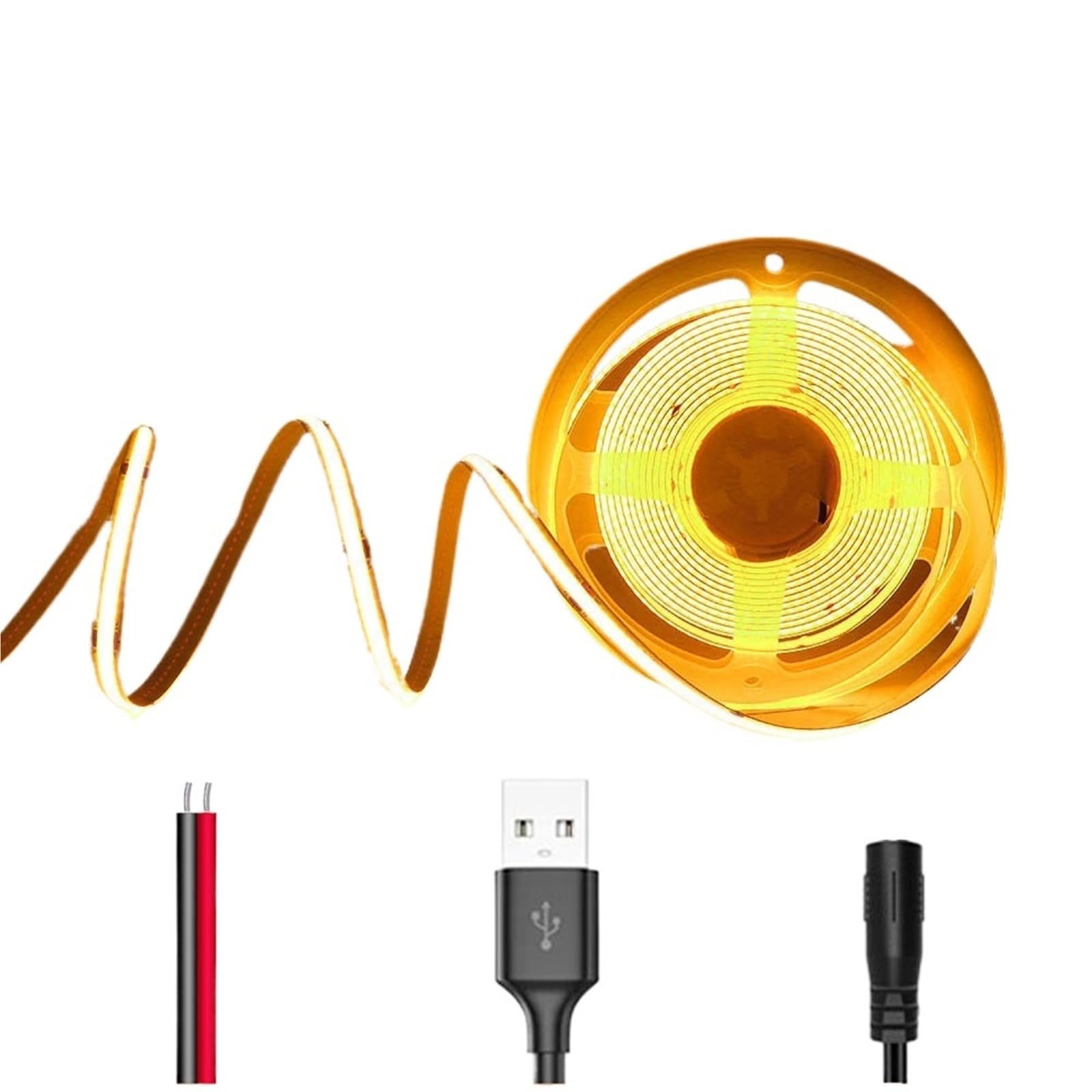 1 szt. DC5V FOB COB LED taśma świetlna USB o wysokiej gęstości oświetlenie liniowe 320LED naturalna ciepła taśma biała czerwona niebieska zielona dekoracja (GOLDEN YELLOW_1M)