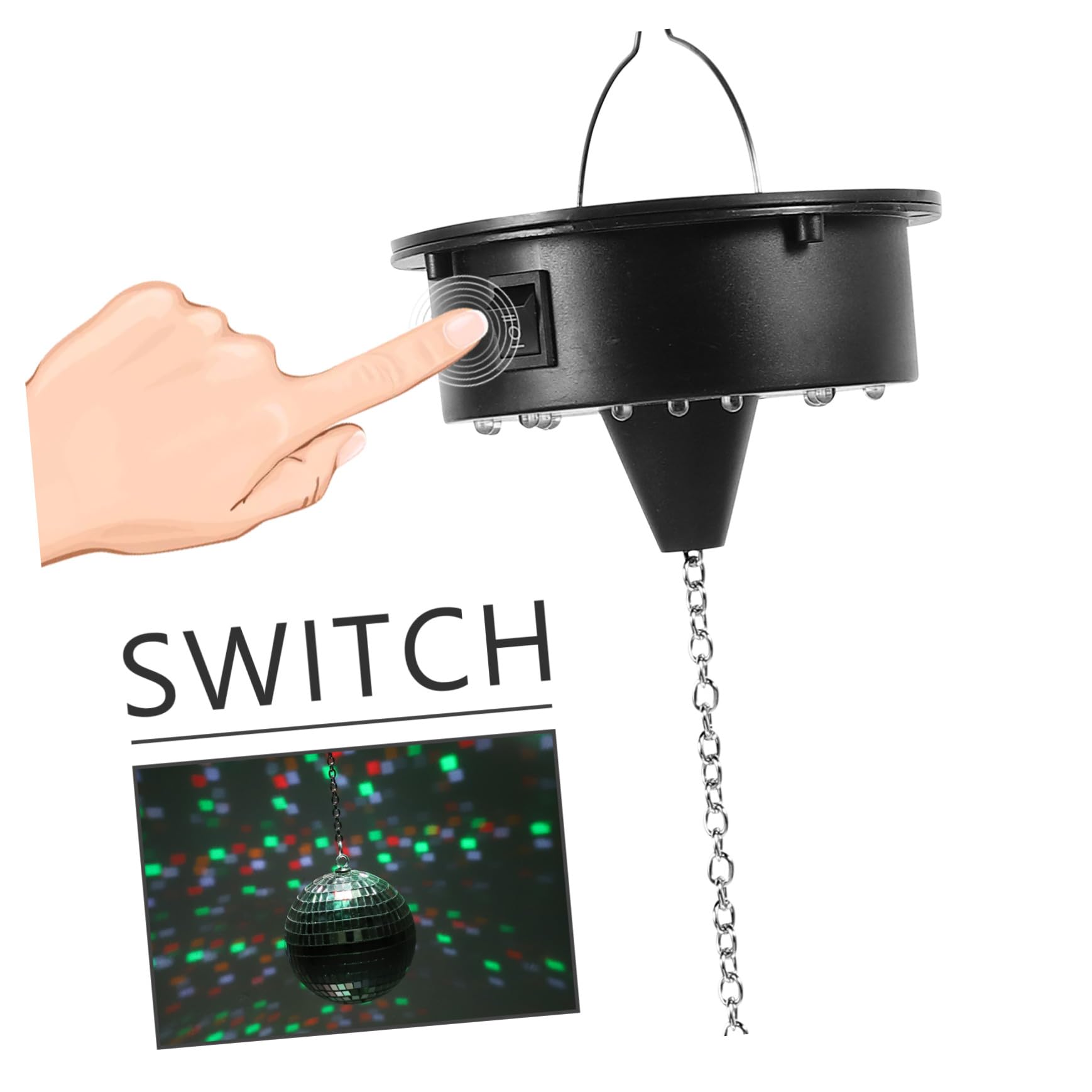 SOIMISS Boule Disco Rotative à Facettes en Plastique Argenté Légère Mode Constant et Rotation, pour Club et Bar, Décoration Lumineuse pour Fêtes