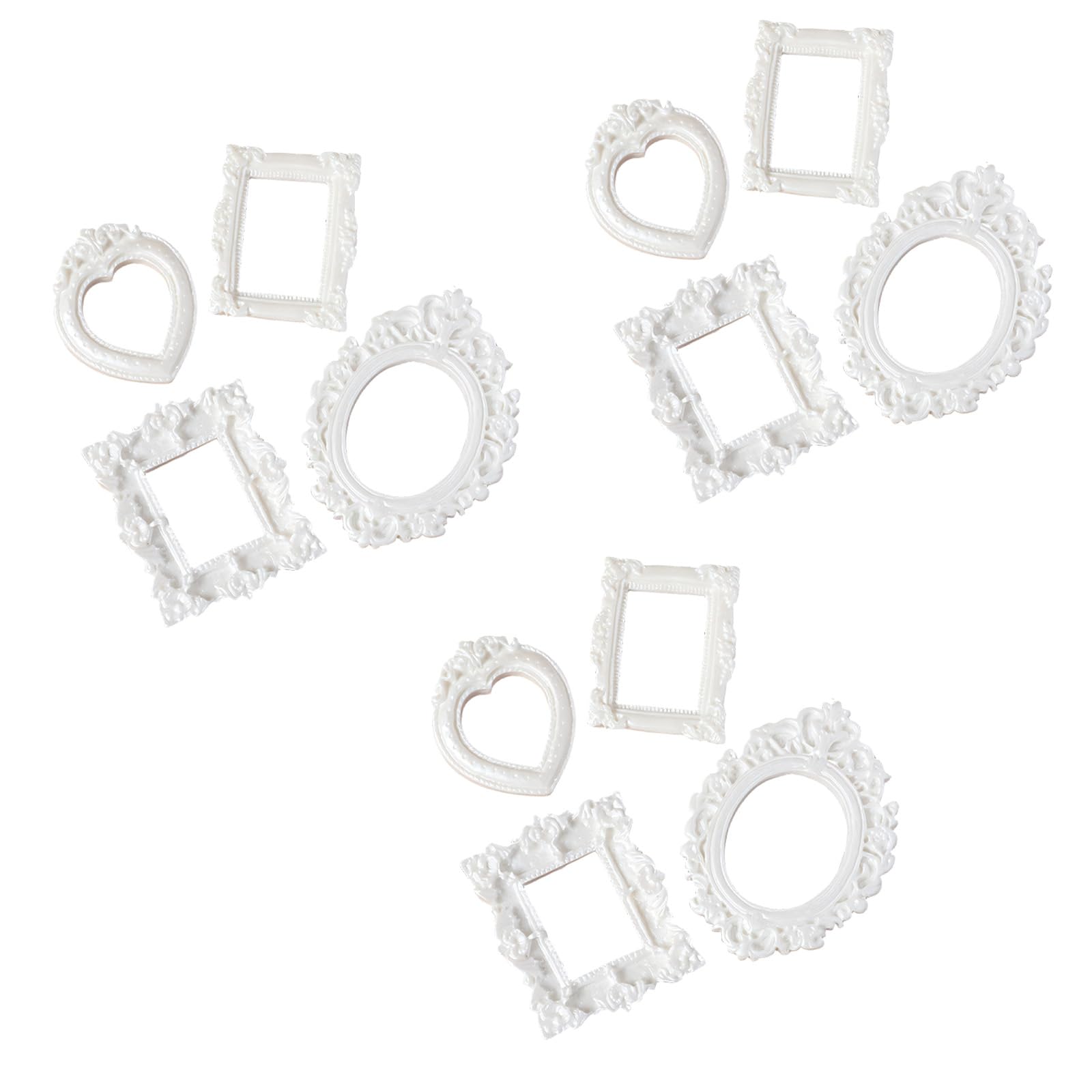12Pcs Small Picture Frame Small Antique Resin Photo Frame Oval Rectangular Wall Hanging Display and Table Decors Gift Wall Hanging Miniature