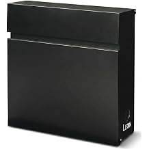 LEON MB1871 Wall Mount Mailbox, Matte Black - Modern Large Capacity Design, Weatherproof, Smooth Magnet Closure & Keyed Lock, 11 Mounting Template Included - Premium Japan Design