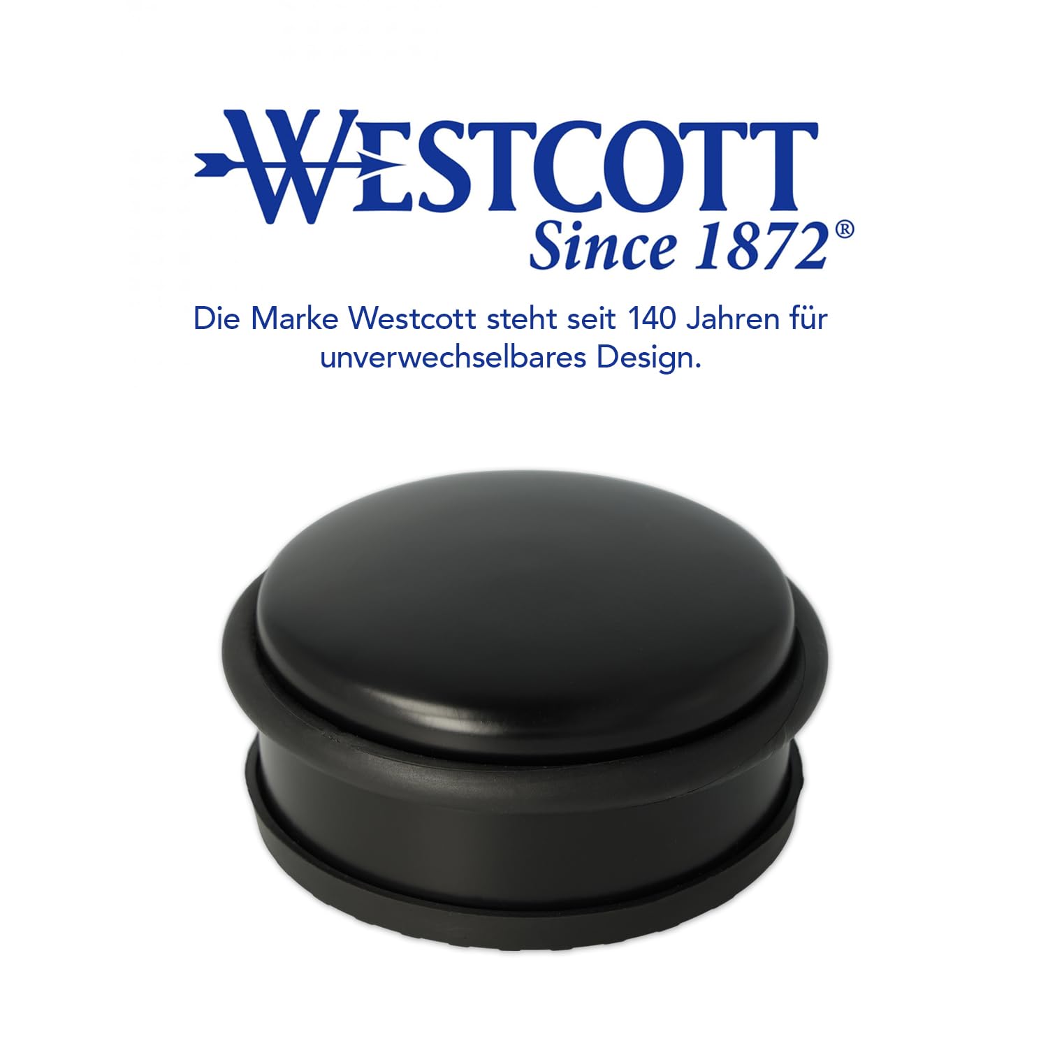 Westcott E-19005 00 - Fermaporta rotondo in acciaio INOX, 10 x 4 cm, 1400 g, colore: Nero (Confezione da 2)