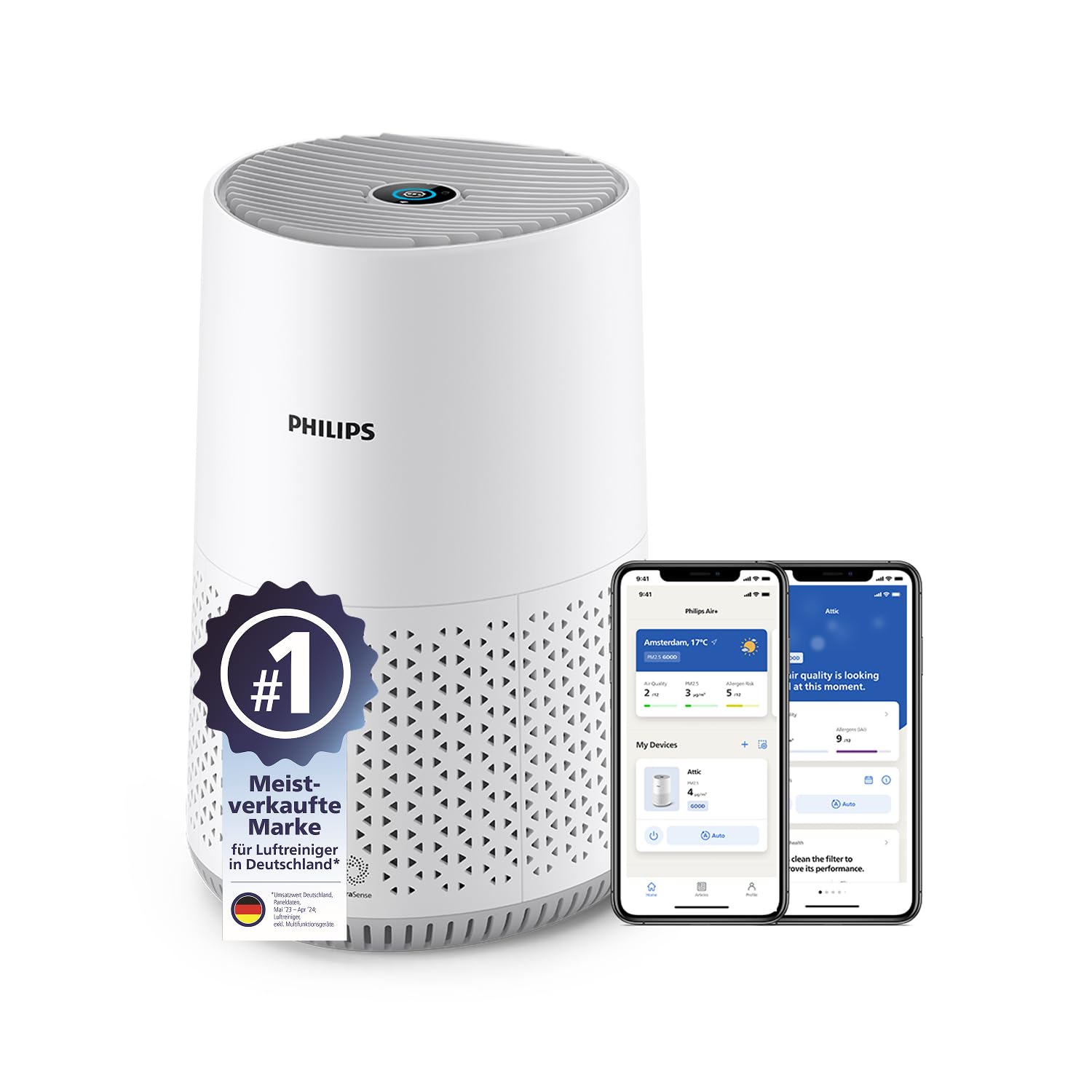 Philips Luftreiniger 600 Serie, Weiß, für Räume bis 44 m²