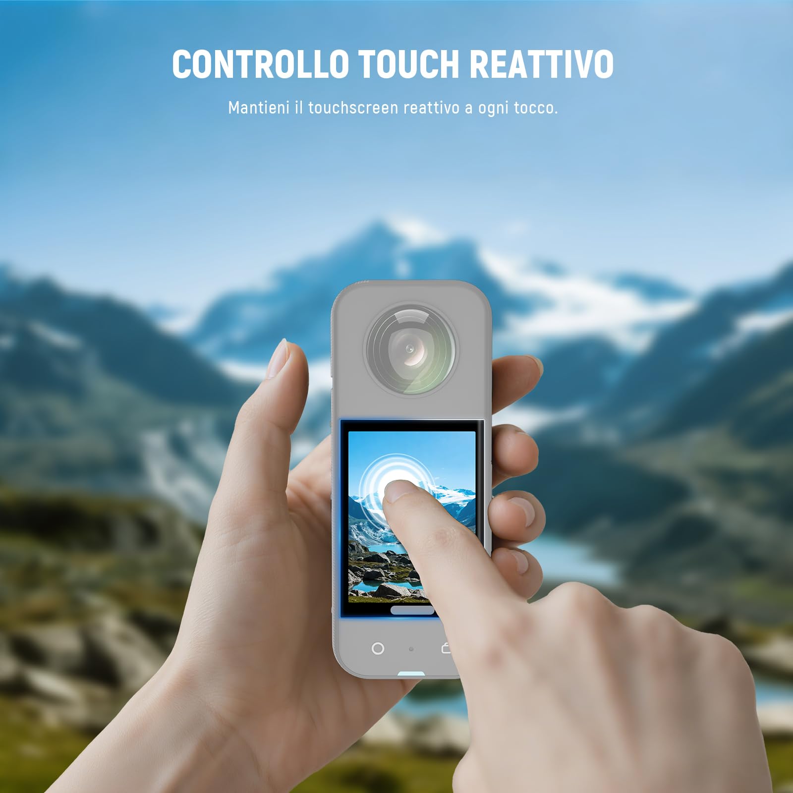 NEEWER Protezione per Schermo/Lente Compatibile con Insta360 X5 X4 Action Cam, Pellicola Protettiva per Schermo Temperato (2pz), Cap Custodia Protettiva in Silicone e Kit Accessori di Ricambio, CA156
