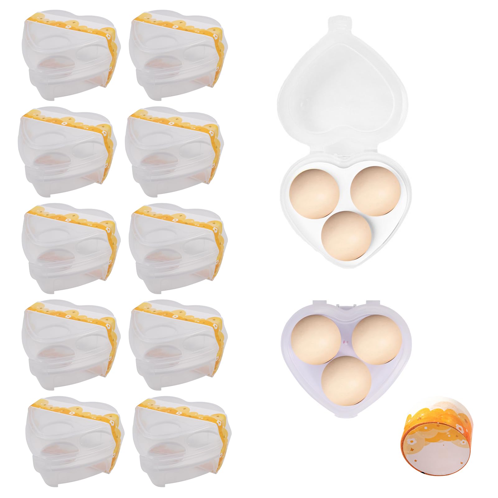 JINGHANGER Pack of 12 Heart-Shaped Egg Boxes, 12 x 12 x 7 cm, Egg Container with Adhesive Tape, Egg Gift Box, Reusable Egg Baskets Holder for Chicken Lovers, Valentine's Day Gifts