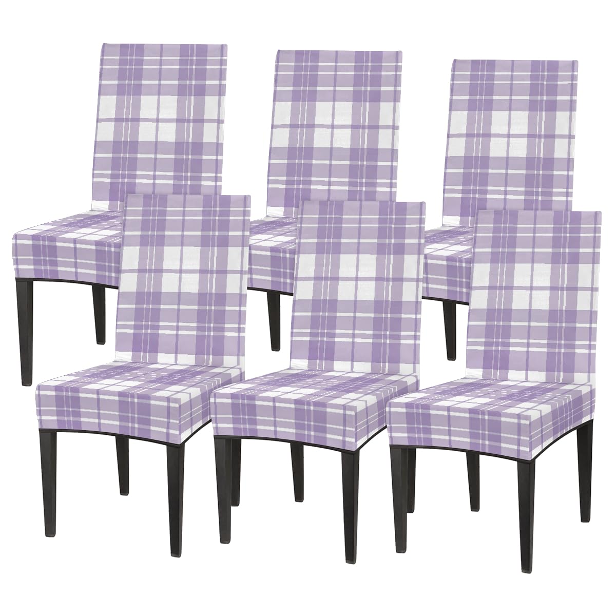 Mexpekil Set di 6 coprisedia elasticizzati per sala da pranzo, lavabili, per cucina, matrimoni, feste, colore: viola e bianco