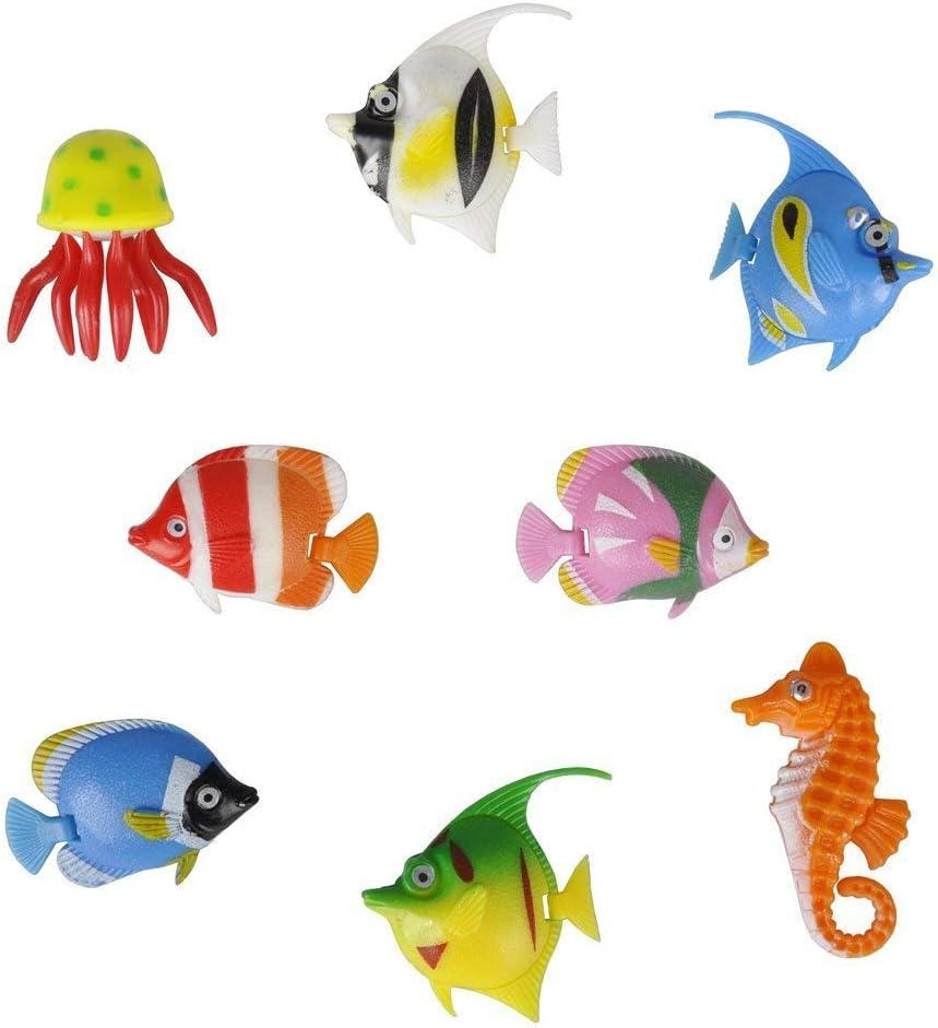 Colourful Assorted Artificial Plastic Bubble Lamp Aquarium Tropical Fish/Jellyfish & Seahorse 8Pcs