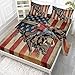 Axolotl Cowboy Sheet Set Full,Riding Bull Bedding Set,American Flag Fitted Sheets,Cowboys Cowgirls Bedding Set Retro Style for Kids Boys Teens Adults,1 Flat Sheet 1 Fitted Sheet 2 Pillowcases