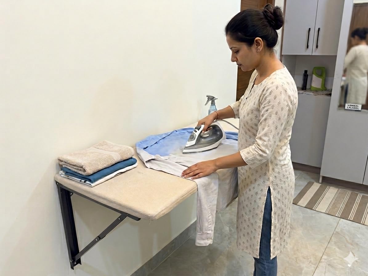 generic Neo Wall Mounted Foldable Ironing Table/Board | 122 cm x 55 cm, Incredible Space Saver, Foldable and Durable, Powder Coated MS Table Brackets-picture-14