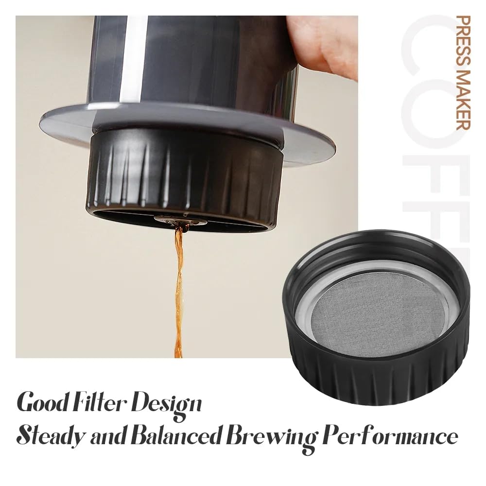 Combina máquina de café portátil pequeña de prensa francesa para viajes y camping, cafetera portátil con filtro francés para máquina Aero-Press