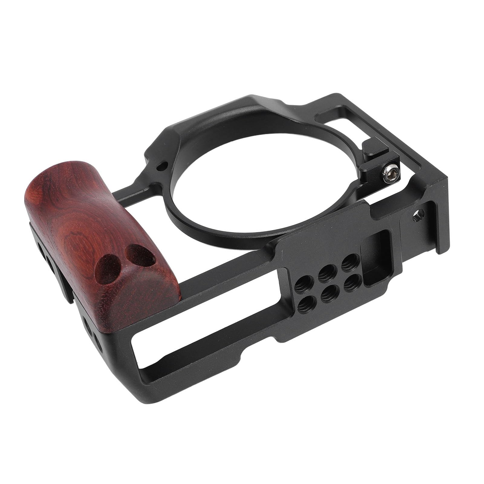Ejoyous Jaula de Vídeo para Cámara, Orificios para Tornillos de 1/4 de Pulgada, Jaula Completa para Cámara, Recortes Precisos, Base Antideslizante con de Madera para Luz (Black)