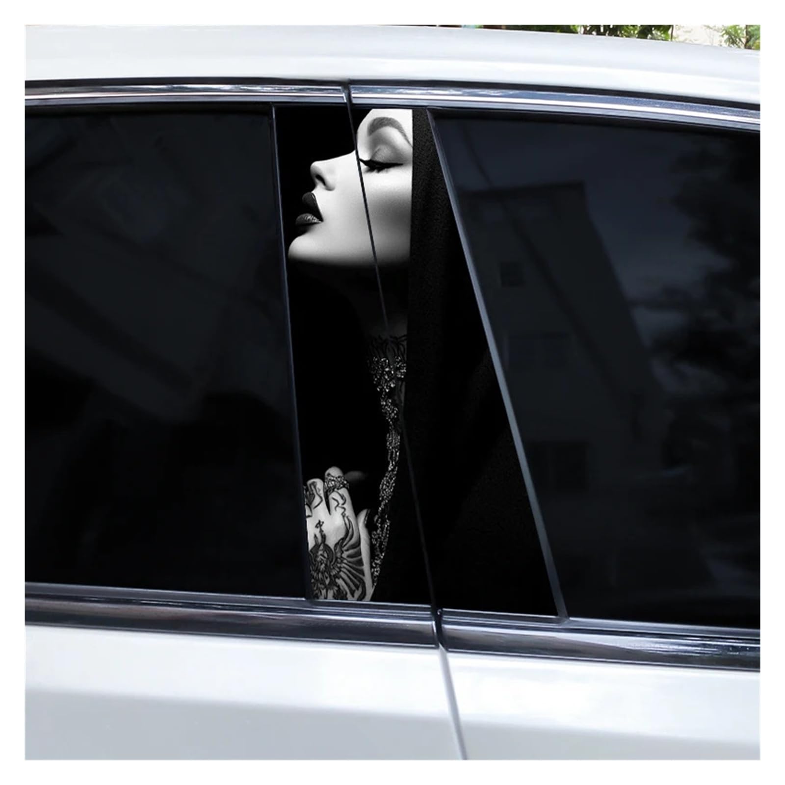 Car Side Decals 2pcs Cross Nun Sticker Car Doorpost Decal Waterproof Sunscreen for B-Pillar Door Decoration(Style N)
