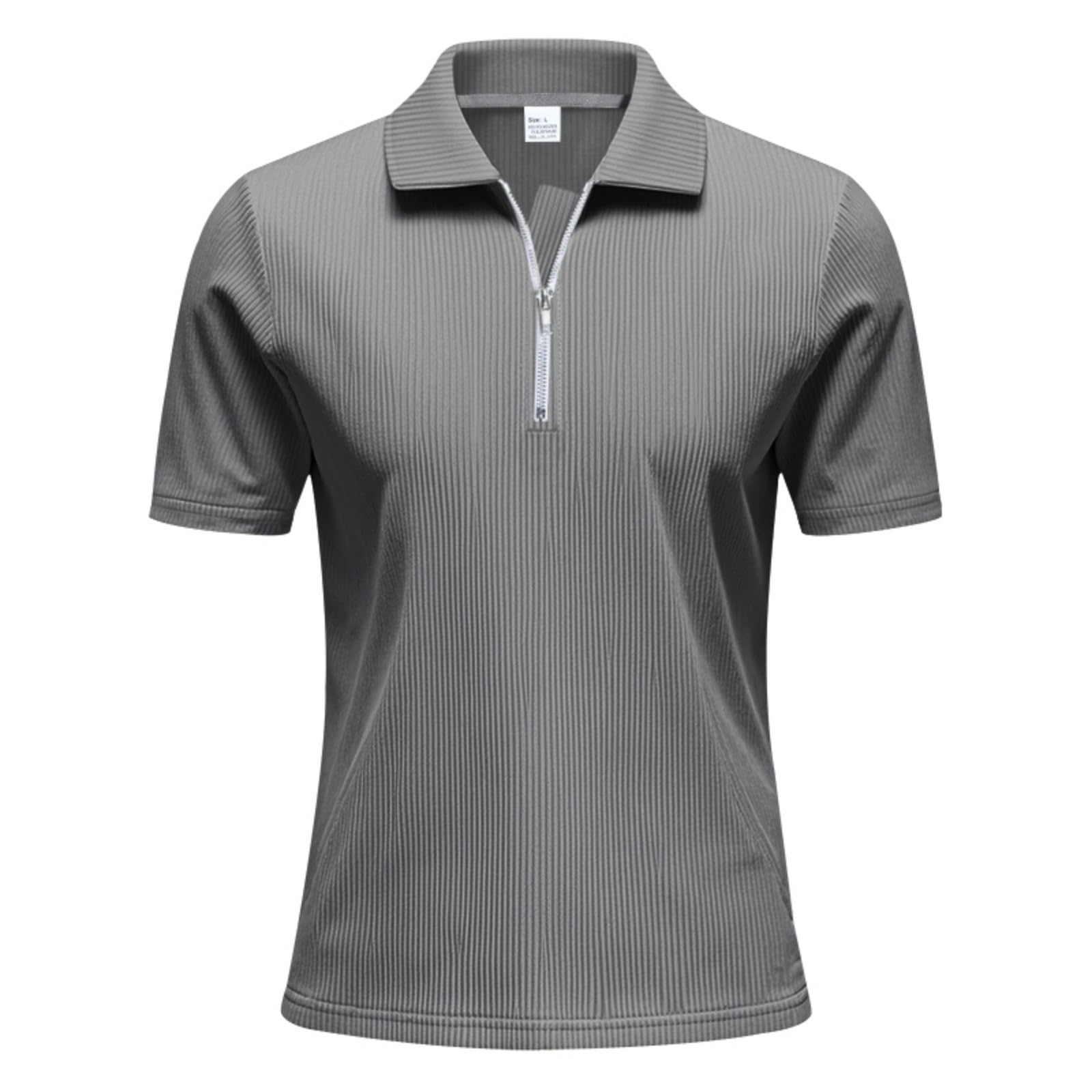 Koszulka polo T-shirty męskie solidny kołnierz z klapą top z krótkim rękawem z zamkiem błyskawicznym męskie klasyczne dopasowanie ubrania do miejskiego stylu casual