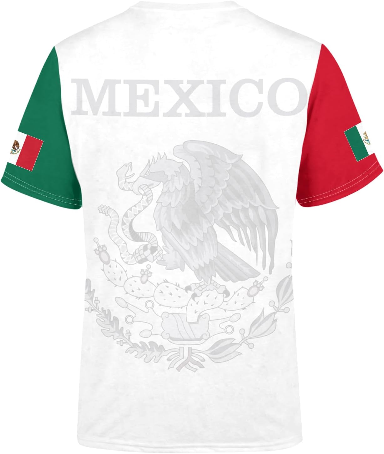 Mexico T-Shirt Mexican Flag Shirt Unisex Round Neck Short Sleeve 3D T-Shirt Top - Image 2