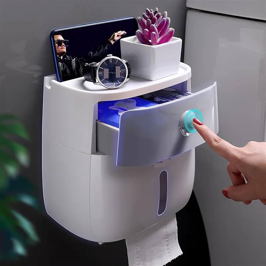 Amazon.com: Dispensador de pañuelos montado en la pared - Soporte de papel higiénico de doble capa con cajón para almacenamiento de baño y sala de estar (negro) : Herramientas y Mejoras del