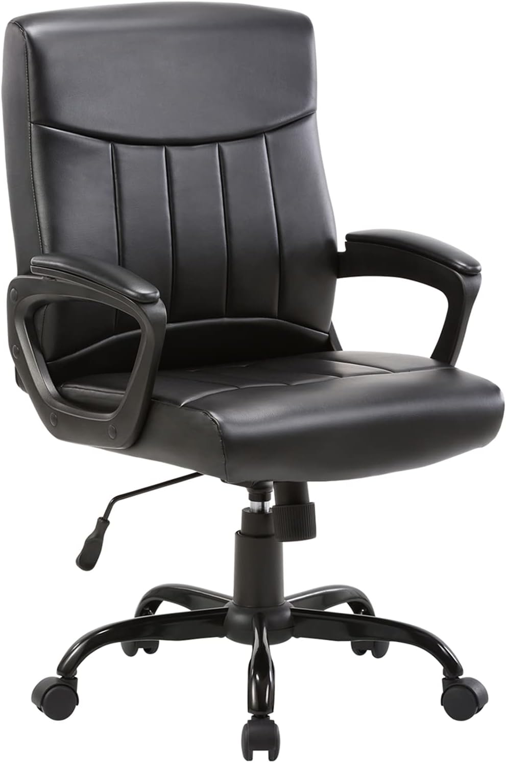 CLATINA Mid Back Leather Office Executive Chair with Lumbar Support and Padded Armrestes Swivel Adjustable Ergonomic Design for Home Computer Desk