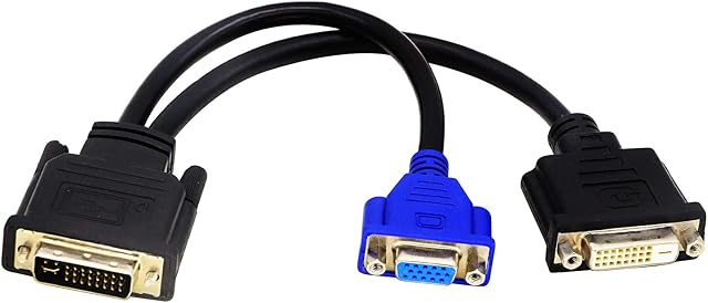 zdyCGTime Wyse DVI-I Splitter Cable - DVI-I(24+5) Male to DVI-D(24+1) and VGA (HD15) Female Comparable to Wyse DVI Digital Y-Cable (DVI-I to DVI-D and VGA)9 Inch