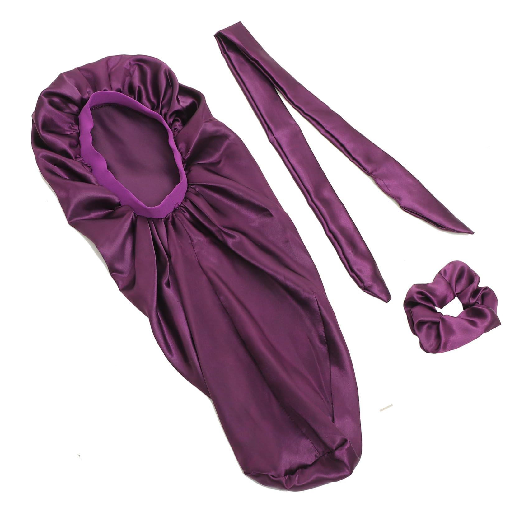 Bonnet de nuit long violet élastique protège matelas et coiffure femme - 8