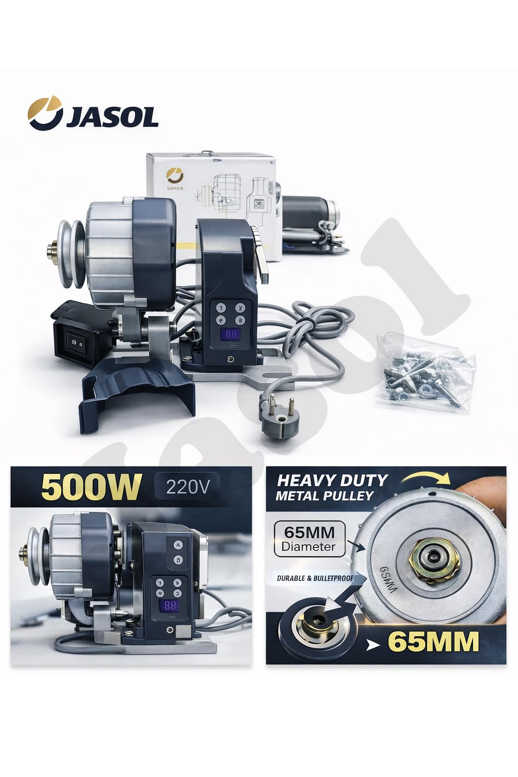 Jasol Sewing Machine Servo Motor for Industrial Machine Heavy Duty Power Saving Electronic Servo Motor (500W), Blue — Amazon image 2
