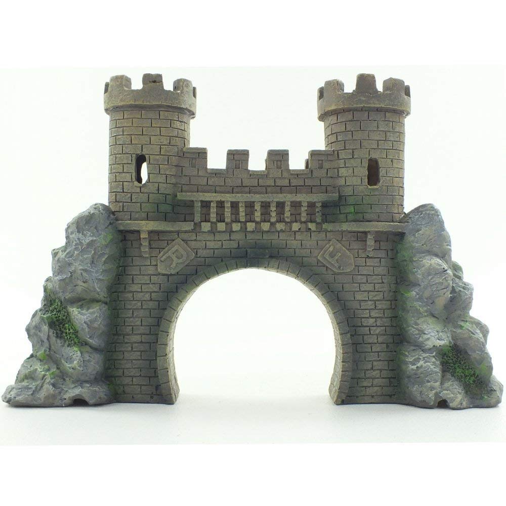 Betta Aquarium Ornament Castle Arch Detailed, Gray & Beige, One Size, MS840
