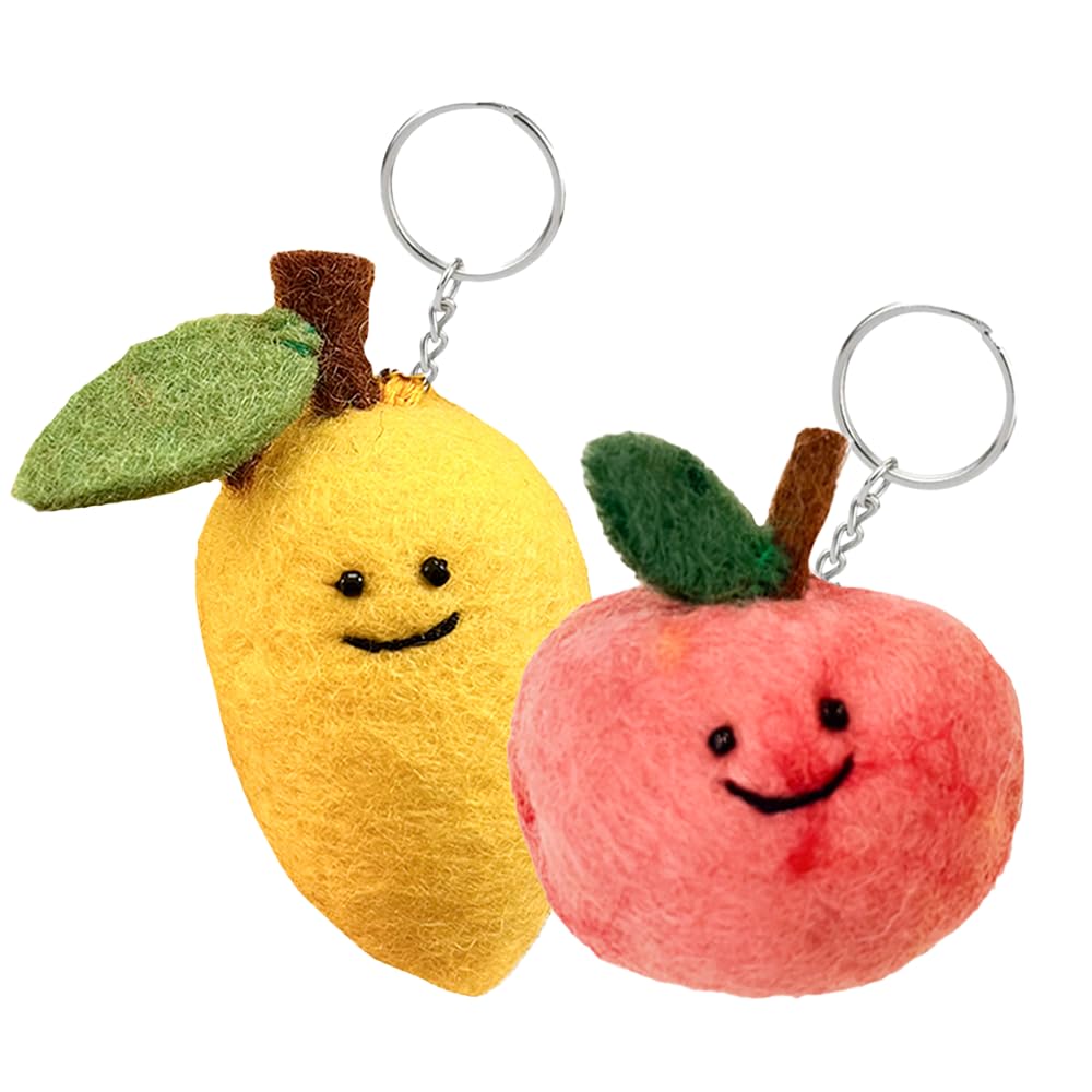 VANTAH1984 Handmade Cute Wool Felt Keychain 16Types Cute Fruit & Veggie Charms for Bags, Adorable and Fun Accessories