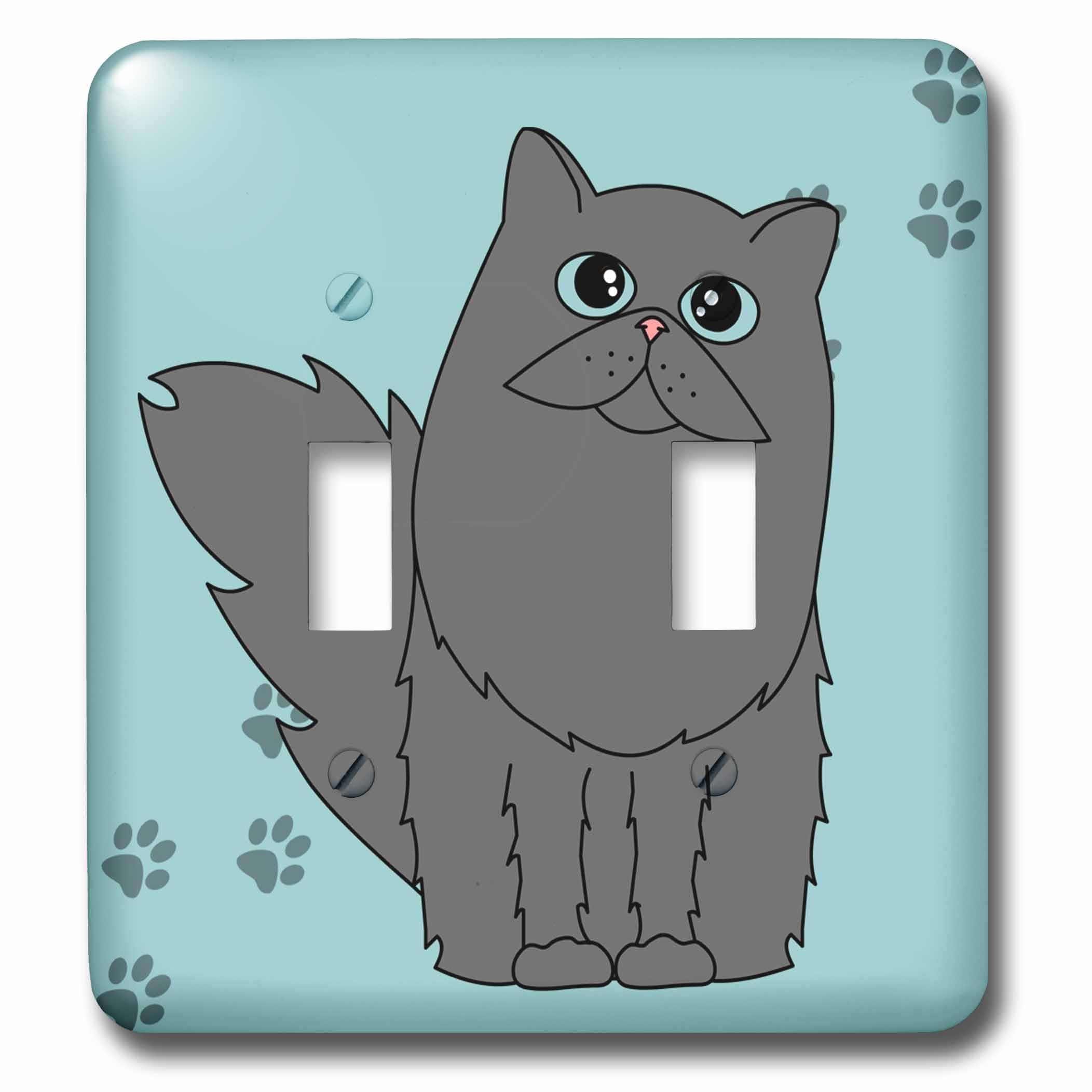 Interruptor de doble pulsador gato persa azul placa decorativa de pared 3dRose lsp_6373_2