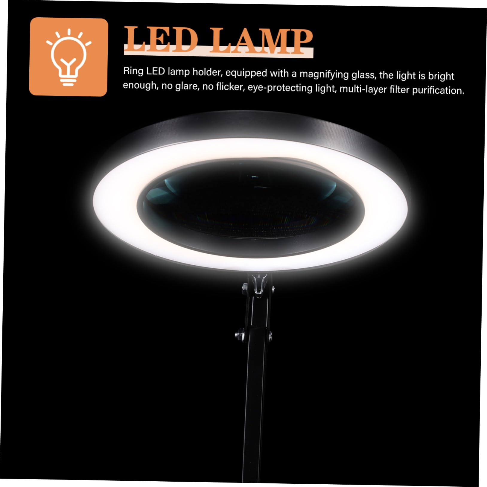 Ipetboom Lámpara de Escritorio LED Lupa y Carga Usb, Luz Regulable Negra de Hierro y Abs para Trabajo de Maquillaje, Lectura y Estudio