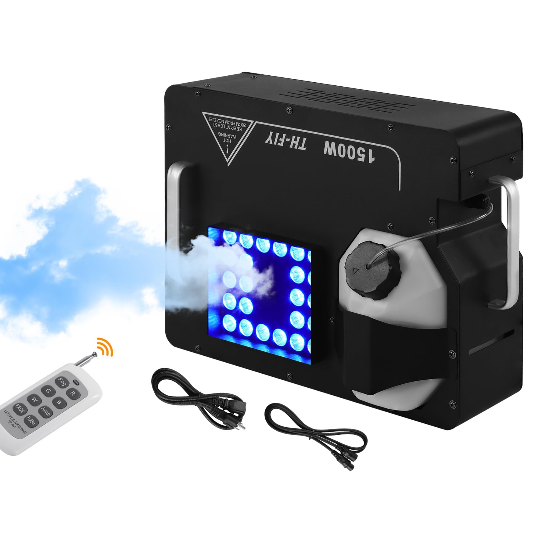 Ridgeyard Macchina per il fumo da 1500 W con telecomando wireless e luce a LED con 16 colori, adatta per DJ discoteca party, Halloween, Natale, feste di nozze e spettacoli sul palcoscenico, ecc