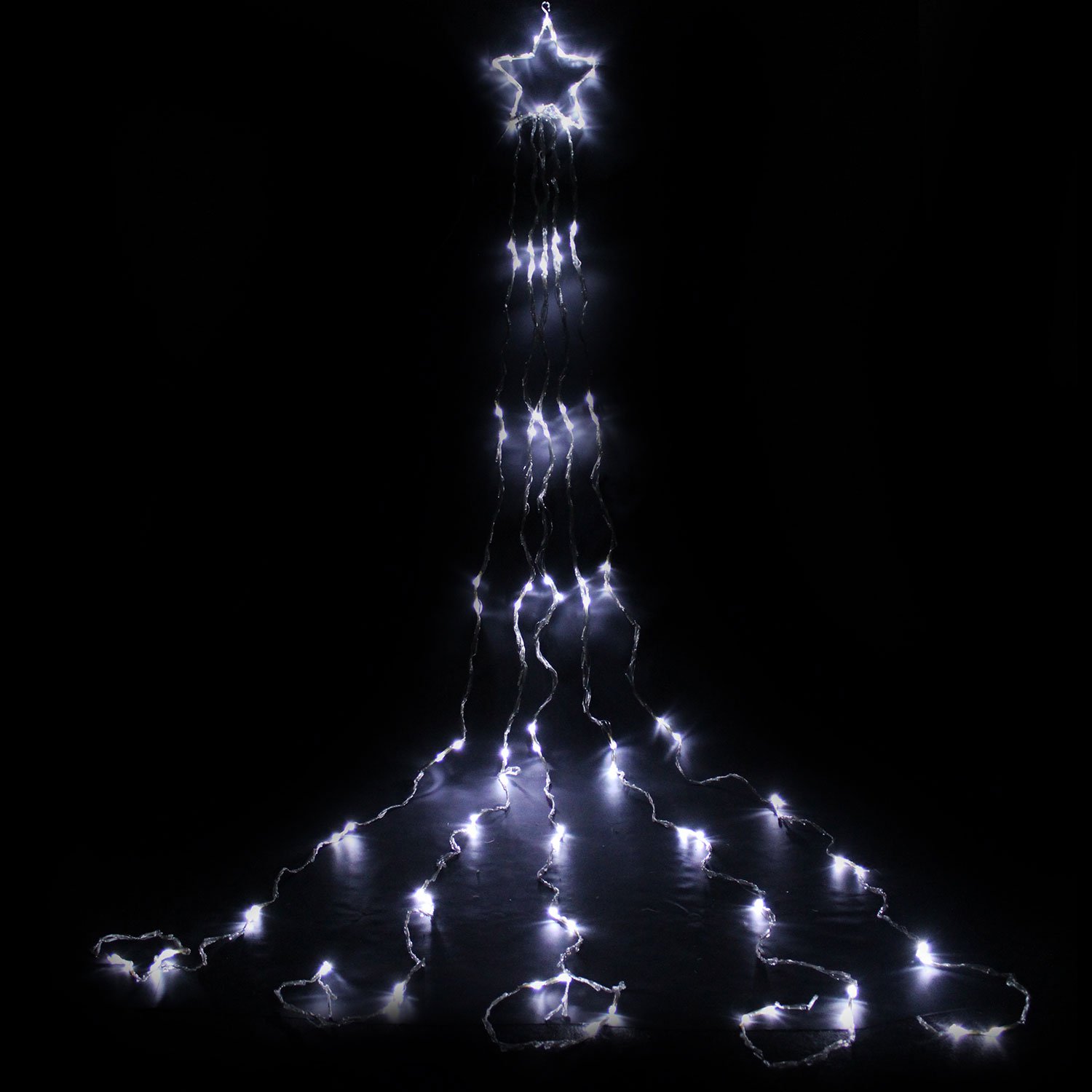 WeRChristmas 340 LED House Christmas Tree Top Star Light with Waterfall Effect 5 x 3.5 m Strings, White - Image 2