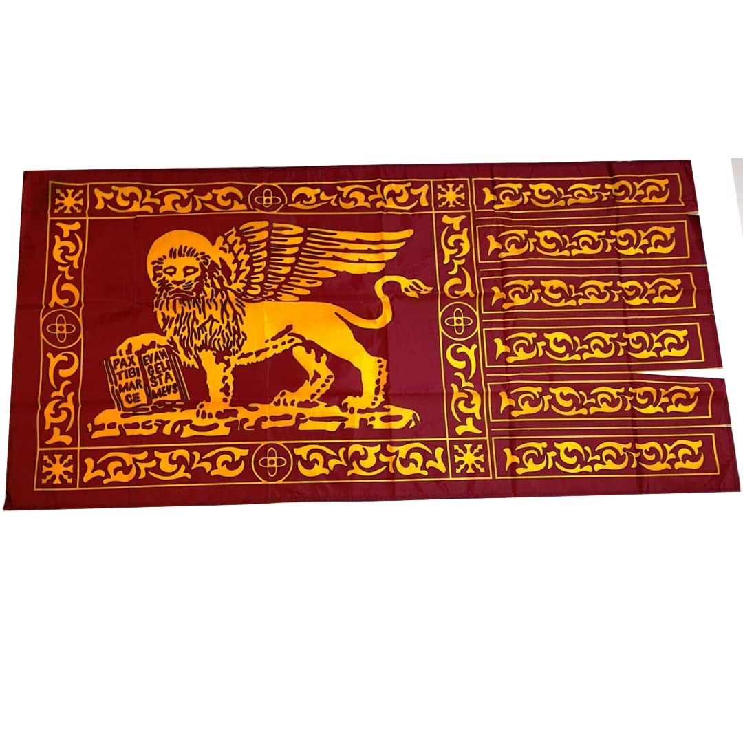 Drapeau Serenissima 90 x 150 cm Armoiries République Venise Lion Livre ouvert