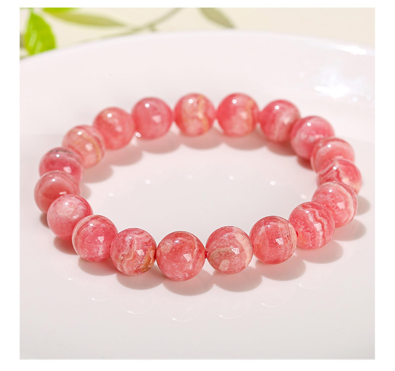 Bracciale in rodocrosite Naturale da Donna - Bracciale Elasticizzato a Filo Singolo con Perline di Pietra dell'amore autentica, Gioielli in Cristallo Eleganti e minimalisti,