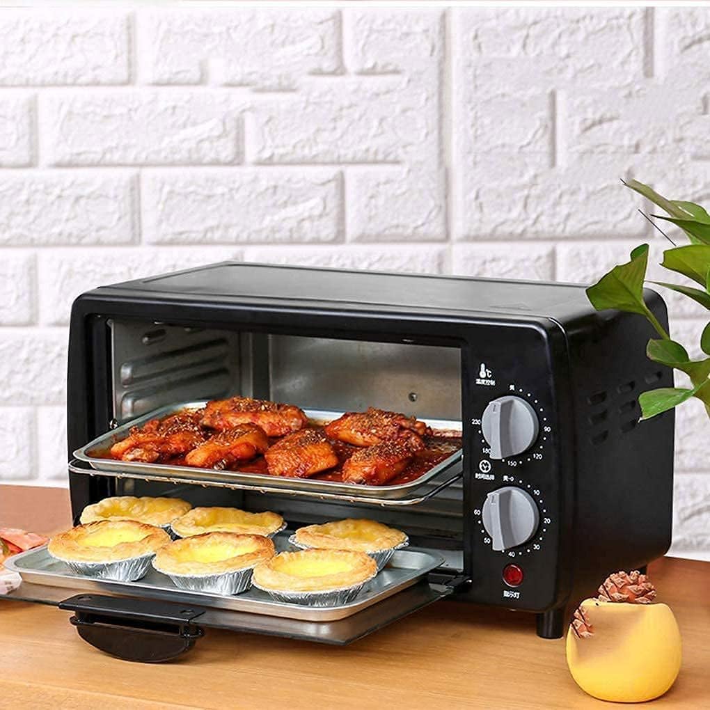 Forno elettrico,Forno a convezione Mini forno 9L, temperatura regolabile da 0 a 230 ℃ e timer da 60 minuti, forno elettrico per cottura domestica a 3 strati, forno tostapane a convezione intera