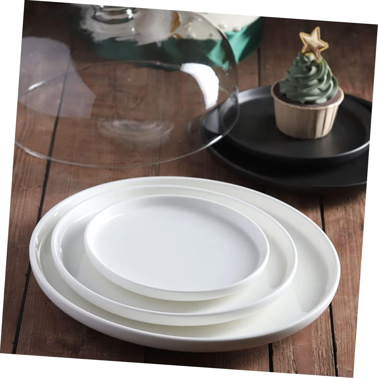 PRETYZOOM Multi-Function Transparent Cake Tray with Cover Dessert Plate for Fruits Snacks and Pastries Wear-Resistant Smooth Edges for Safe Handling Home Use and Parties