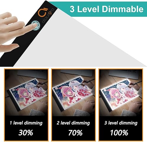 Miniatura 4 de AIAURORA Tablero de copia LED A4, tablero de dibujo de trazado de luz, ultrafino y ajustable USB, almohadilla de trazo LED para dibujo de tatuajes,