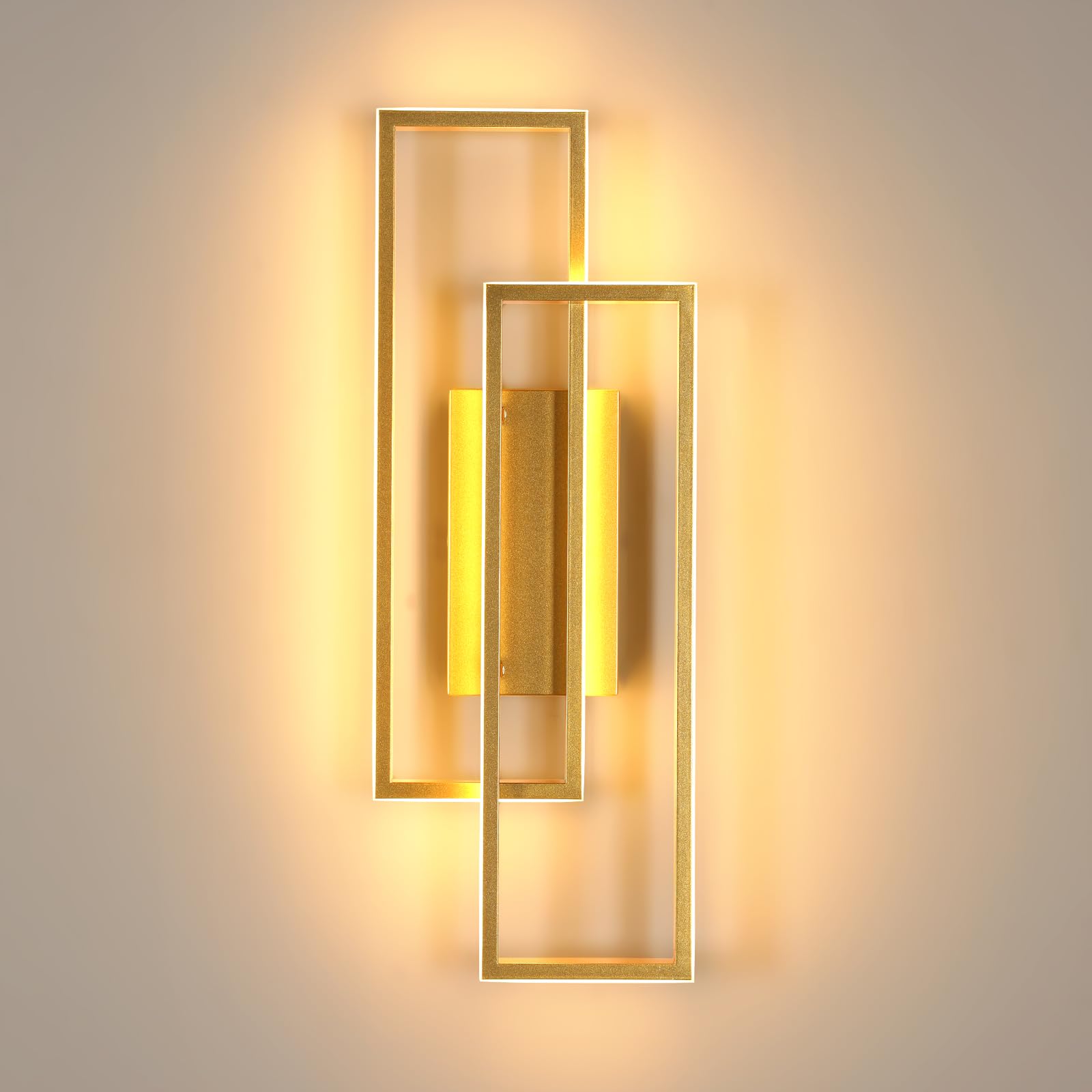 Riserva Applique da Parete Interno Oro 32W, Rettangolare, 3000K | Lampada da Parete LED Moderna Vintage per Camera da Letto, Soggiorno, Scala, Sala da Pranzo, Corridoio