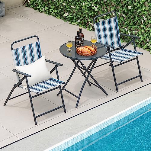 Juego de sillas plegables con mesa para desayunos en el patio y terraza 3