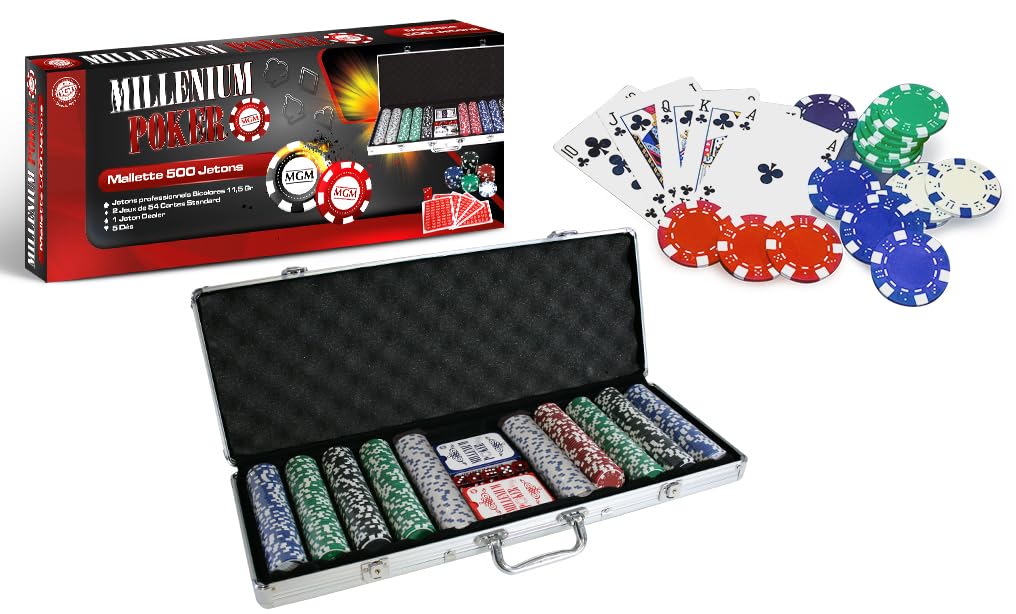 MGM GAMES - 140500 - Jeu de Société - Mallette Poker Aluminium Multicolore