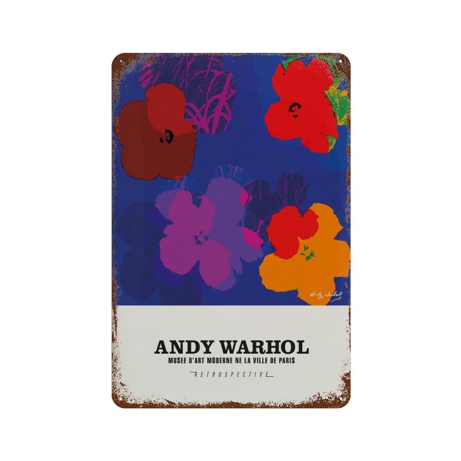 xiaoxiaoshen Andy Warhol Flowers Exhibition Pop2 Wall Decor Art Metal Tin Poster Modern Home Decor Art Home Bar Shop Decorations Vintage Sign 30x20cm