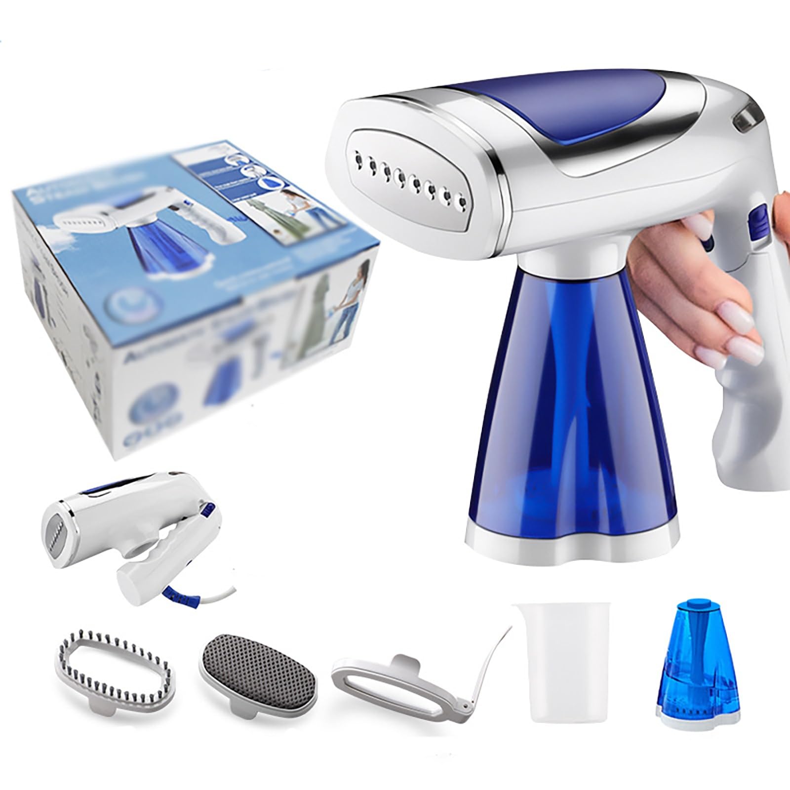 Parownica do ubrań Ręczna parownica do ubrań o mocy 1600 W, zbiornik na wodę o dużej pojemności 250 ml, parownica do odzieży do domu/biura/podróży, 3 tryby pary i parownica do ubrań z podgrzewaniem w